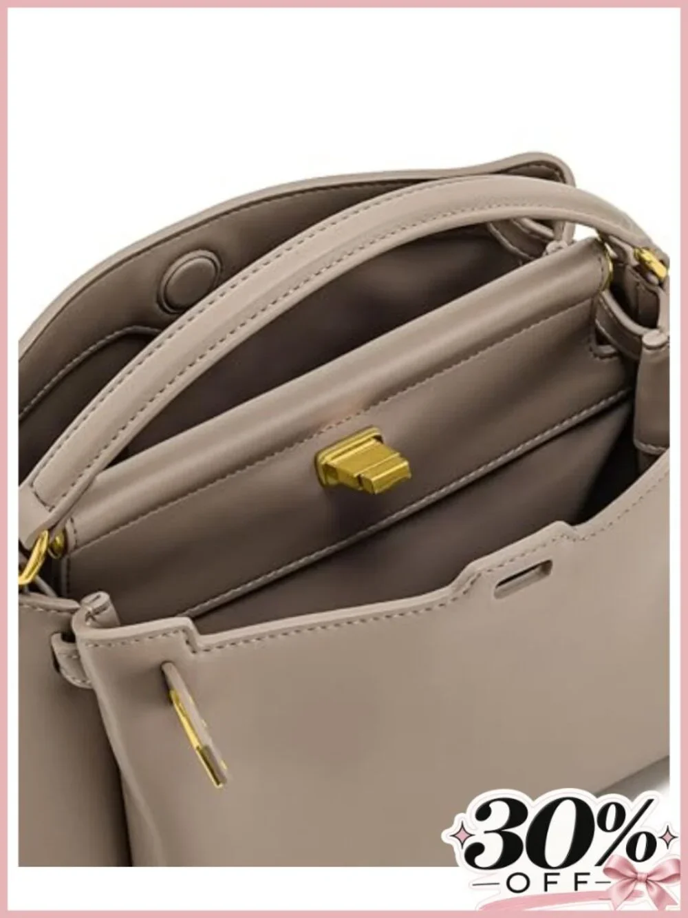 Vegan Leather Satchel Top Handle Crossbody Bag Twist Lock